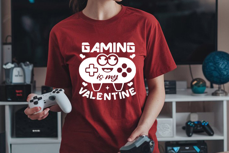 Gaming is My Valentine SVG for Cricut Tee Mockup Image.jpg