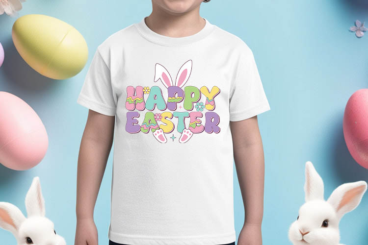 Retro Happy Easter Sublimation Transfer Shirt Mockup Image.jpg