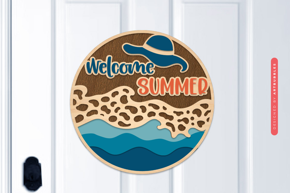 Layered Welcome Summer Round Sign SVG Image 2.jpg