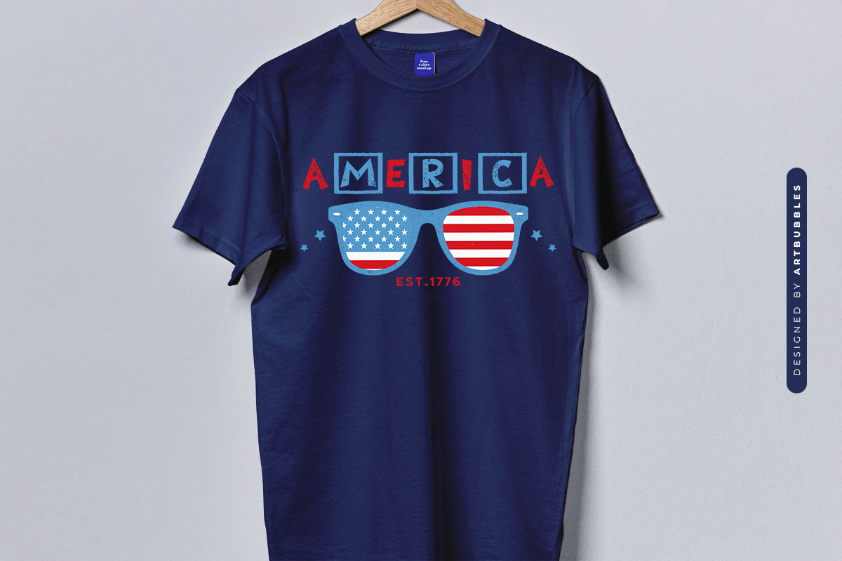 America Est 1776 - 4th of July Sublimation Transfer T-shirt Mockup Image.jpg