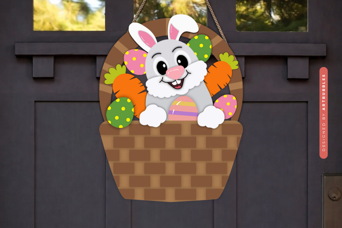 Laser Cut Easter Bunny Door Hanger SVG