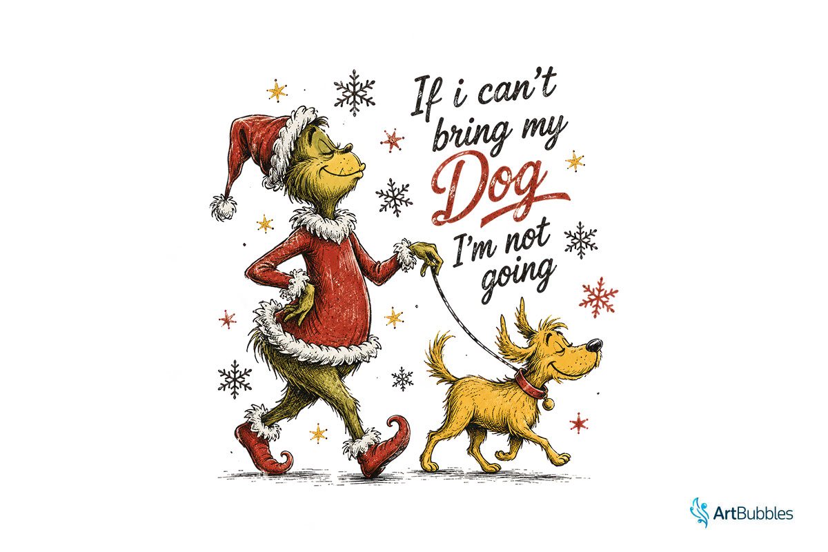 Funny Grinch Christmas Dog Sublimation PNG