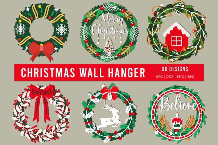 Layered Christmas Wreath SVG Bundle
