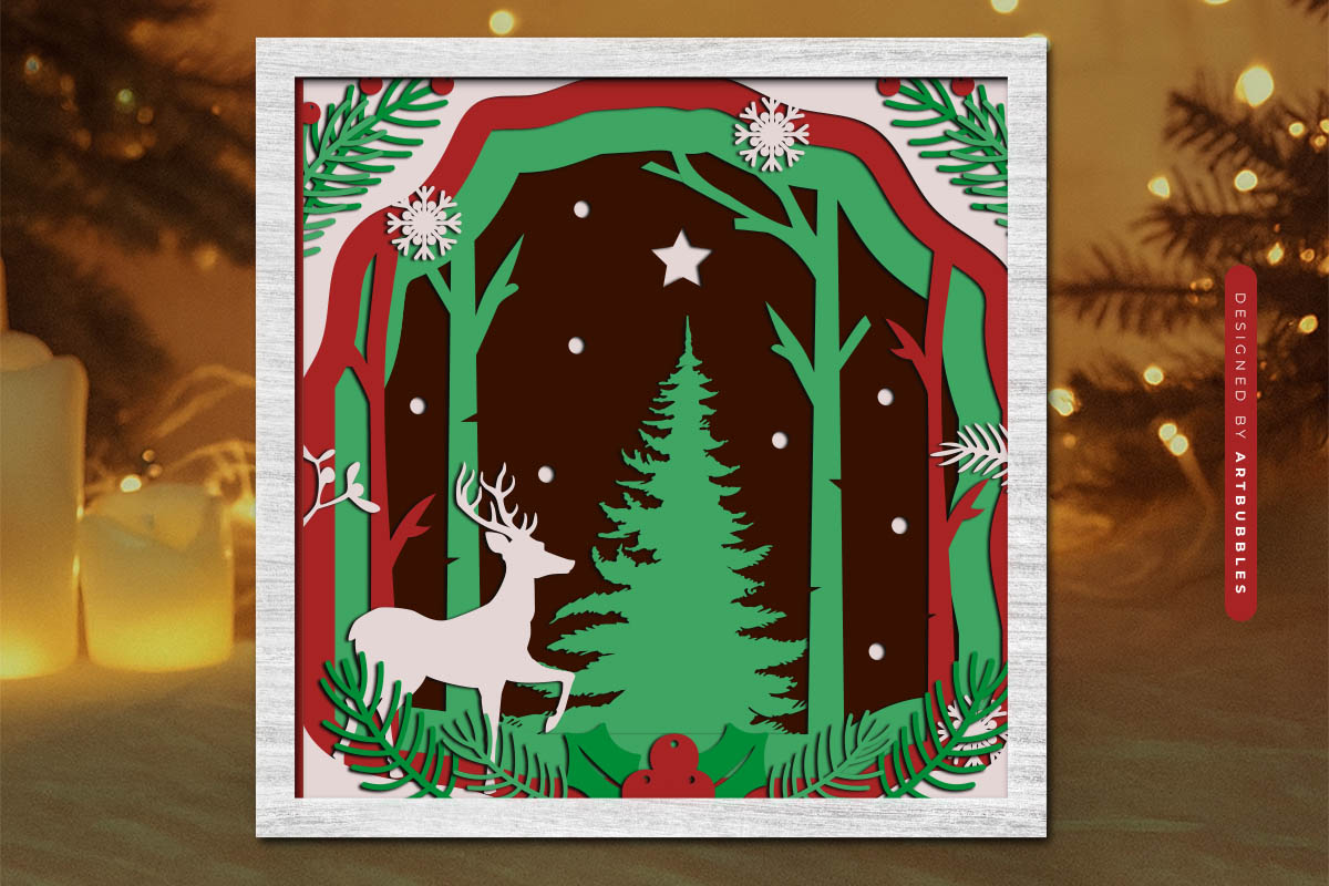 Christmas Tree Layered Shadow Box SVG