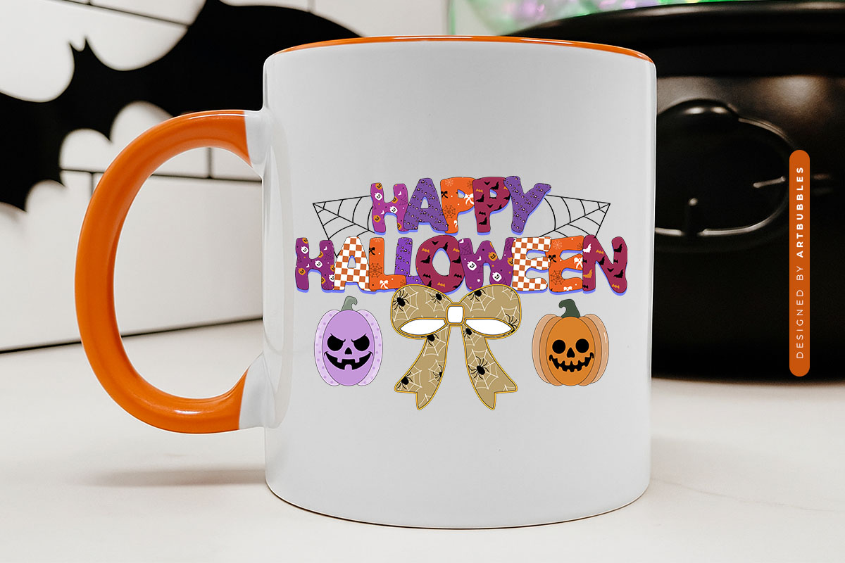 Happy Halloween Coquette Bow Sublimation Mug Mockup Image.jpg
