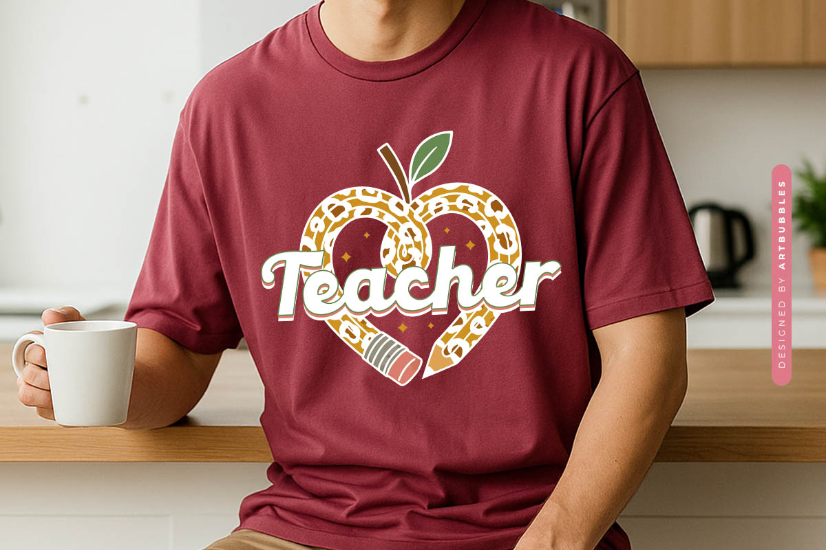 Retro Teacher Sublimation Transfer Shirt Mockup Image.jpg
