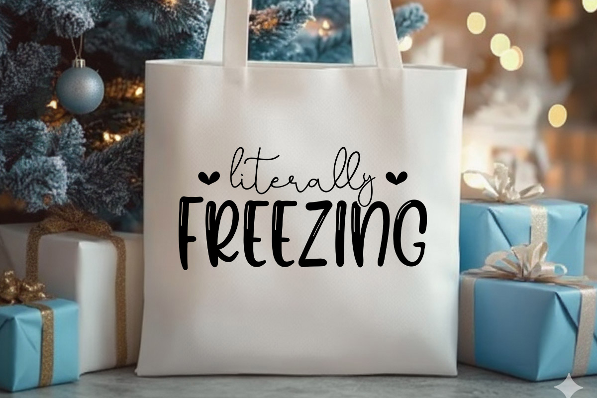 Literally Freezin - Funny Winter SVG Tote Bag Mockup image.jpg
