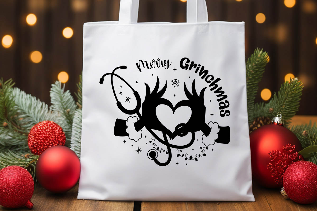 Merry Grinchmas - Cute Christmas SVG Tote Bag Mockup image.jpg