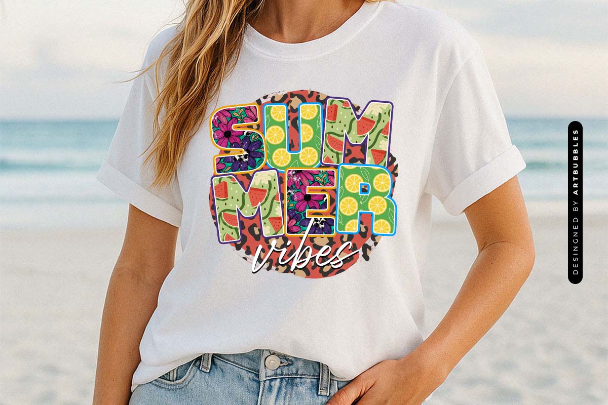 Summer Vibes Sublimation Design PNG Shirt Mockup Image.jpg