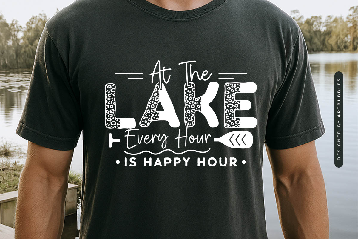At the Lake Every Hour is Happy Hour SVG Tshirt Mockup Image.jpg