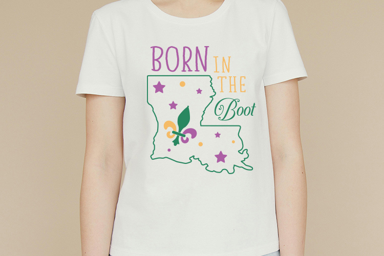Born in the Boot - Mardi Gras SVG Cut File Shirt Mockup Image.jpg