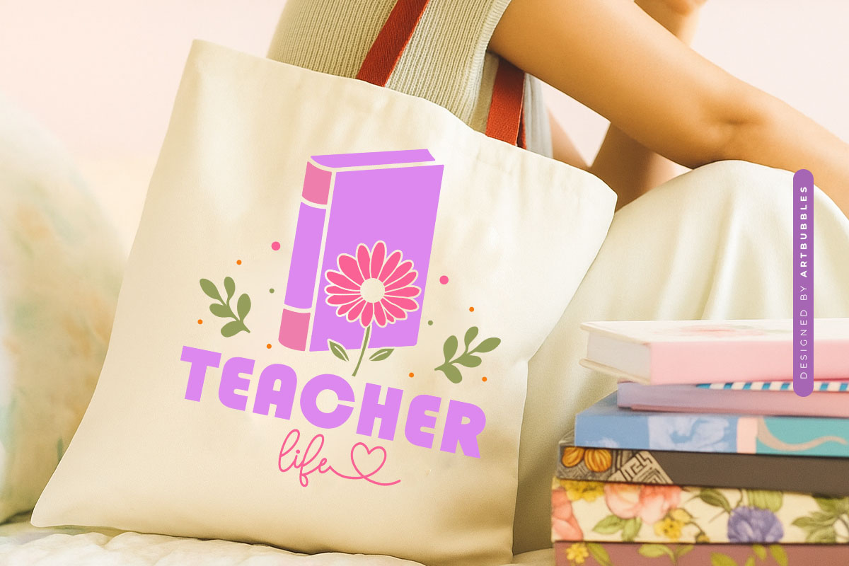 Floral Teacher Life Vector SVG