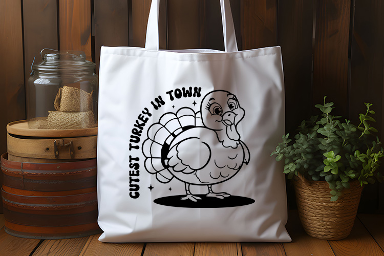 Cutest Turkey in Town - SVG Thanksgiving Tote Bag Mockup Image.jpg