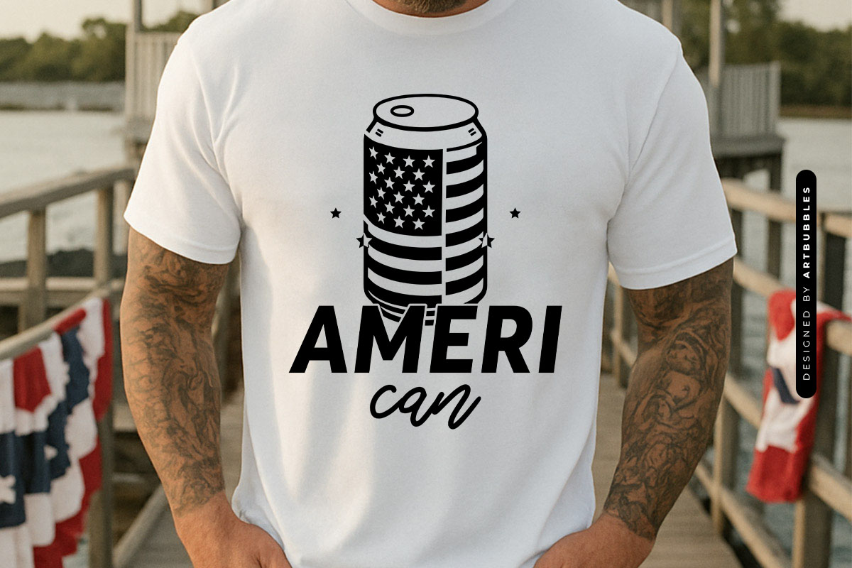 Ameri Can - 4th of July SVG Black and White T-shirt Mockup Image.jpg