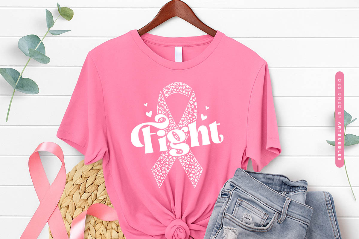 Fight Breast Cancer Awareness Ribbon Retro SVG Shirt Mockup Image.jpg