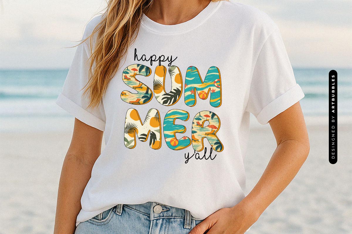 Happy Summer Y'all Sublimation Design T-Shirt Mockup Image.jpg