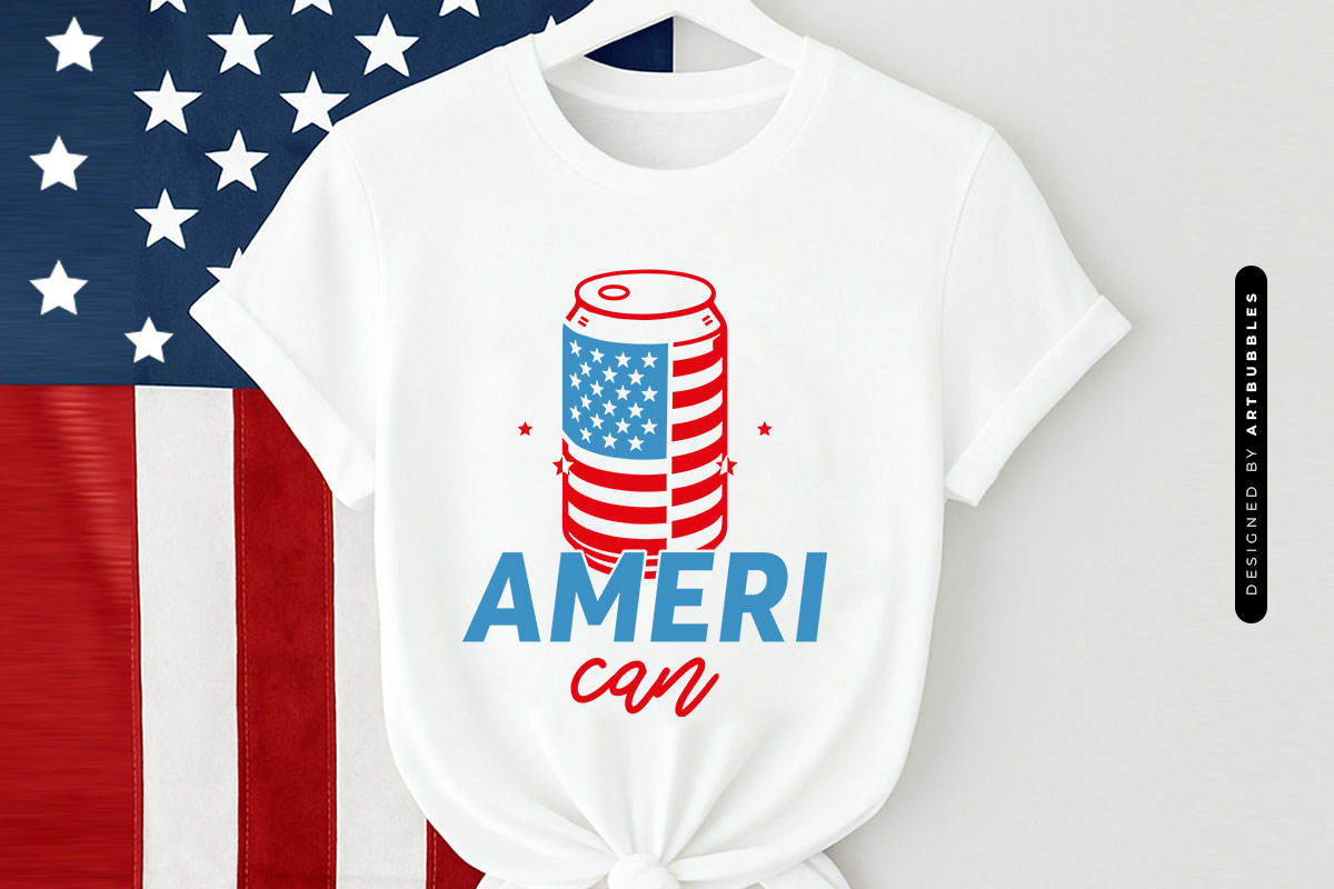 Ameri Can - 4th of July SVG Black and White