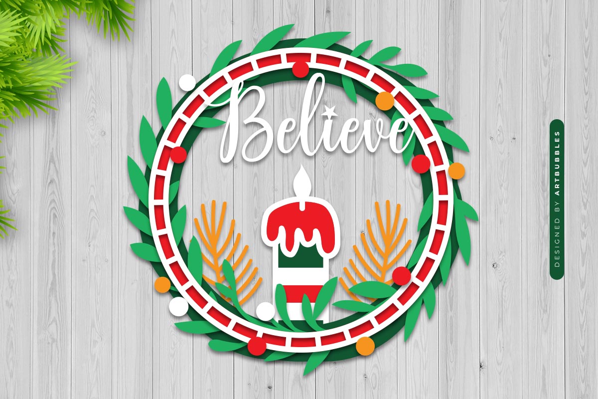 Layered Christmas Wreath SVG Laser Cut Image.jpg