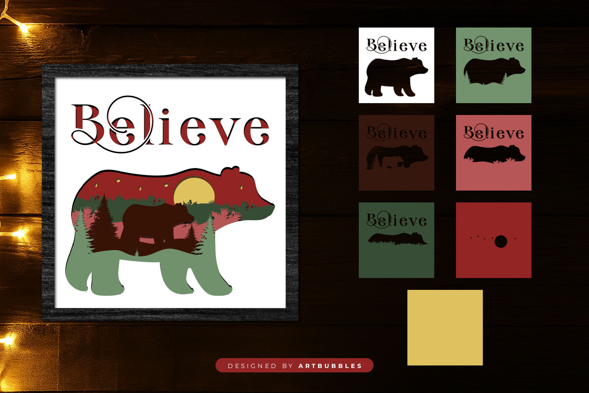 Christmas Layered Bear Shadow Box SVG Vector Image 2.jpg