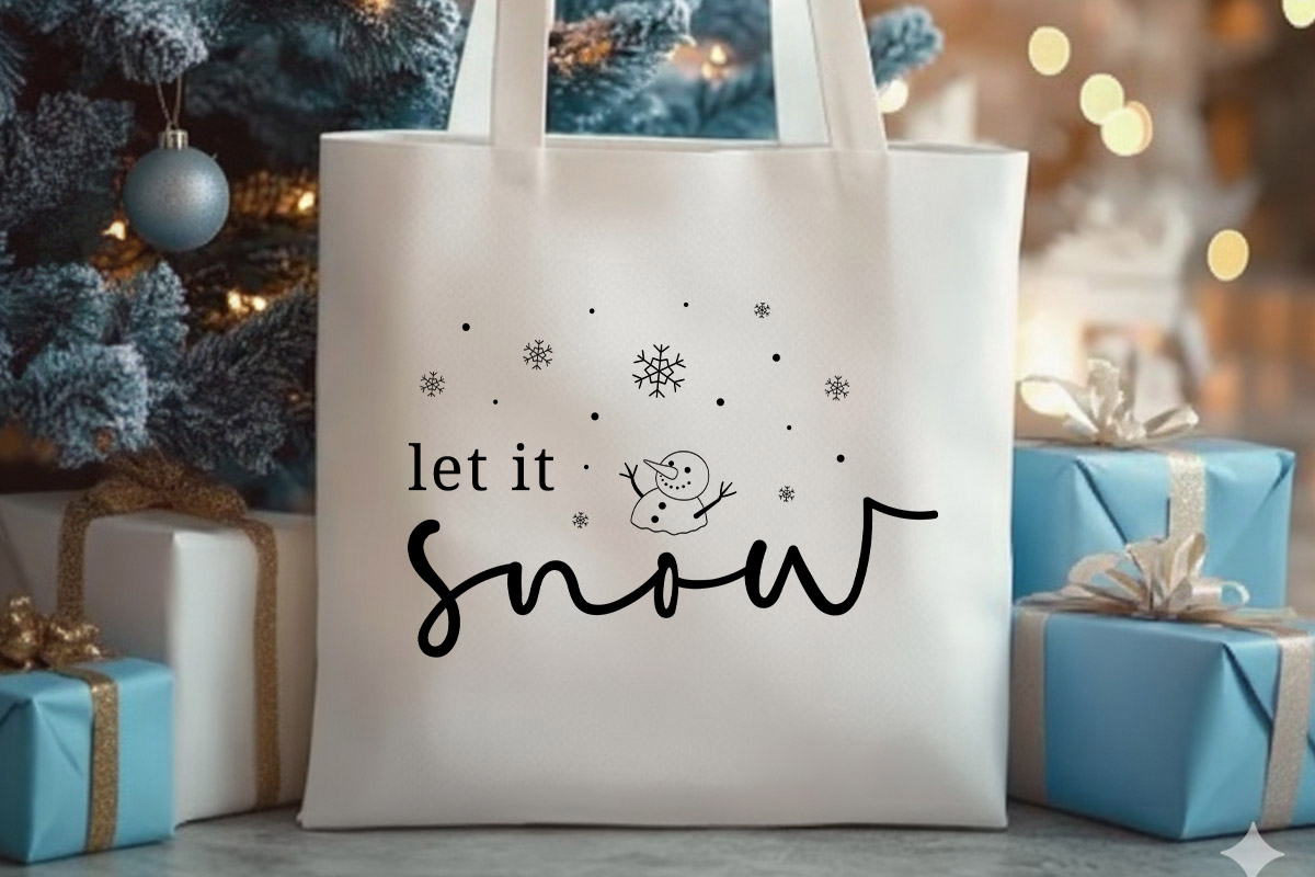 Let It Snow - Winter SVG Cut File Tote Bag Mockup image.jpg