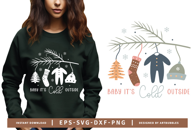 Baby It's Cold Outside - Boho Christmas SVG Image.jpg