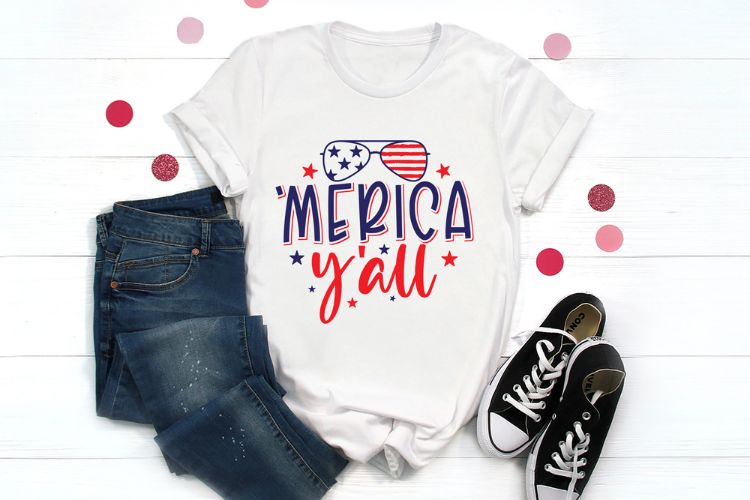 Merica Y'all - 4th of July SVG Design Shirt Mockup Image.jpg
