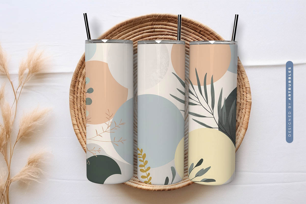 Abstract Leaf Pattern Boho Tumbler Wrap Sublimation