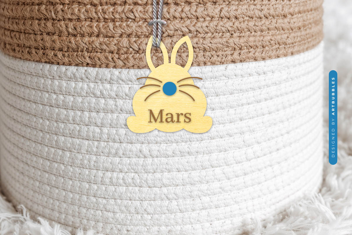 Easter Bunny Laser Cut Basket Tag SVG