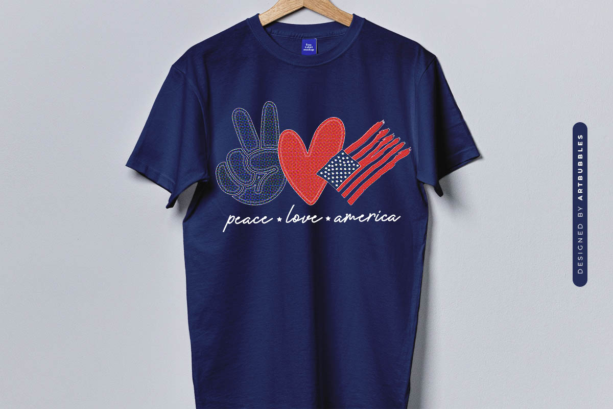 Peace Love America - Funny 4th of July Sublimation T-shirt Mockup Image.jpg