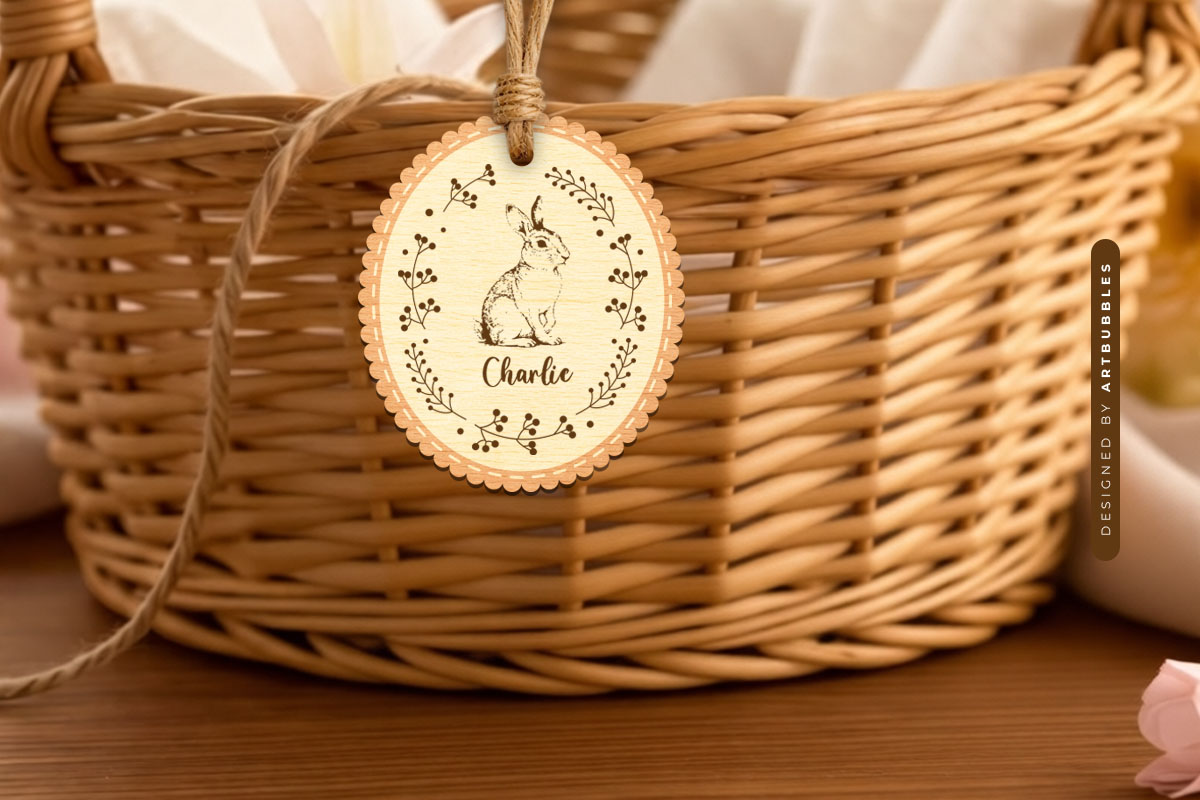 Vintage Easter Bunny Basket Tag SVG Image.jpg