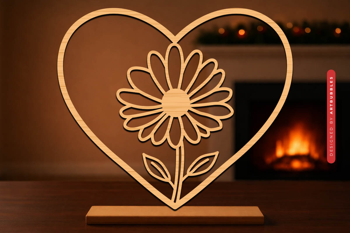 Valentine Floral Heart Laser Cut SVG Design