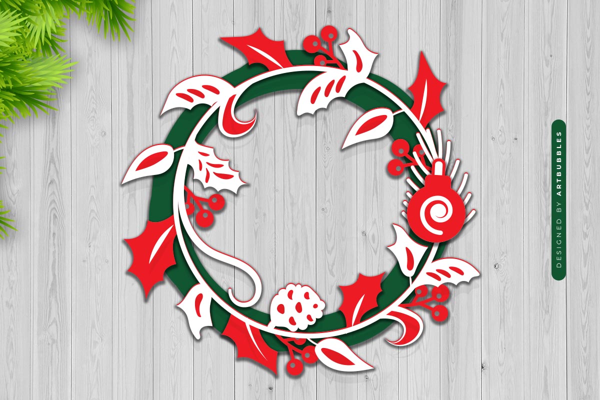 3D Christmas Layered Wreaths SVG PNG Bundle Image 6.jpg