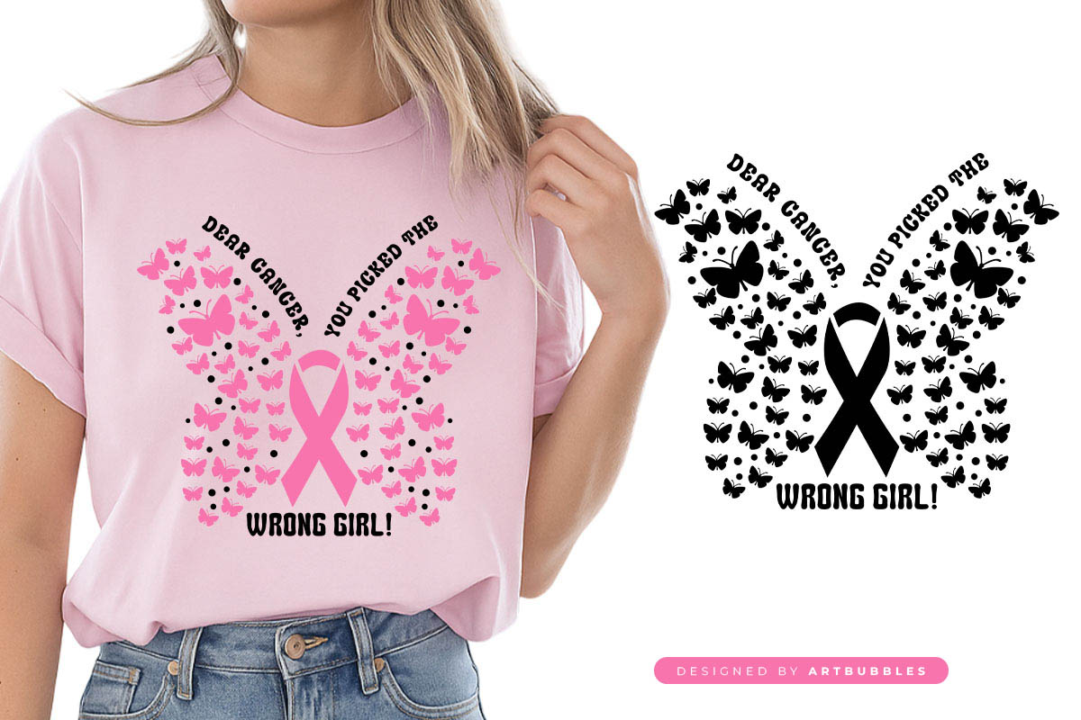 Retro Dear Cancer You Picked the Wrong Girl SVG Shirt Mockup Image.jpg