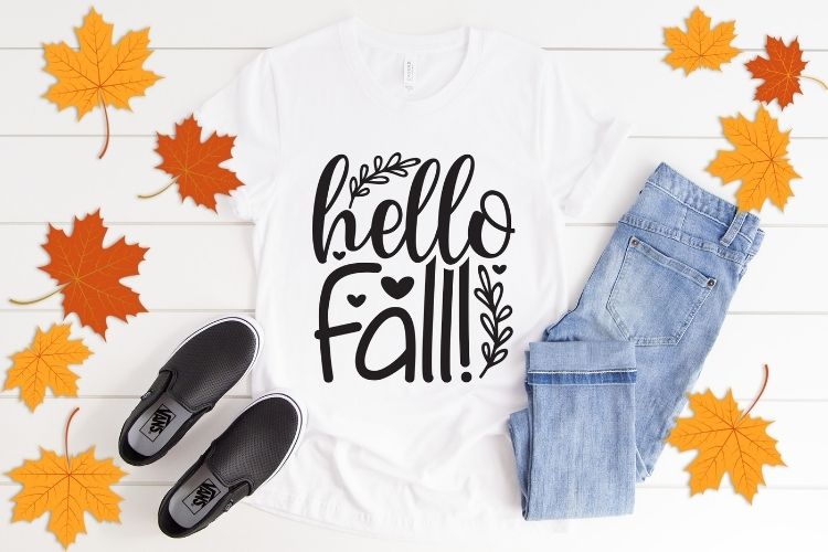 Hello Fall for Cricut Maker Tshirt Mockup image.jpg