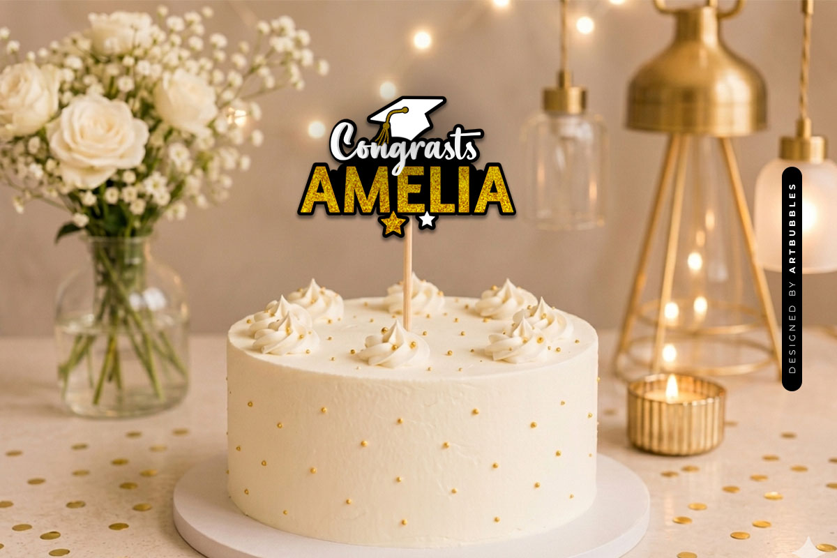 Custom Name Graduation Cake Topper SVG