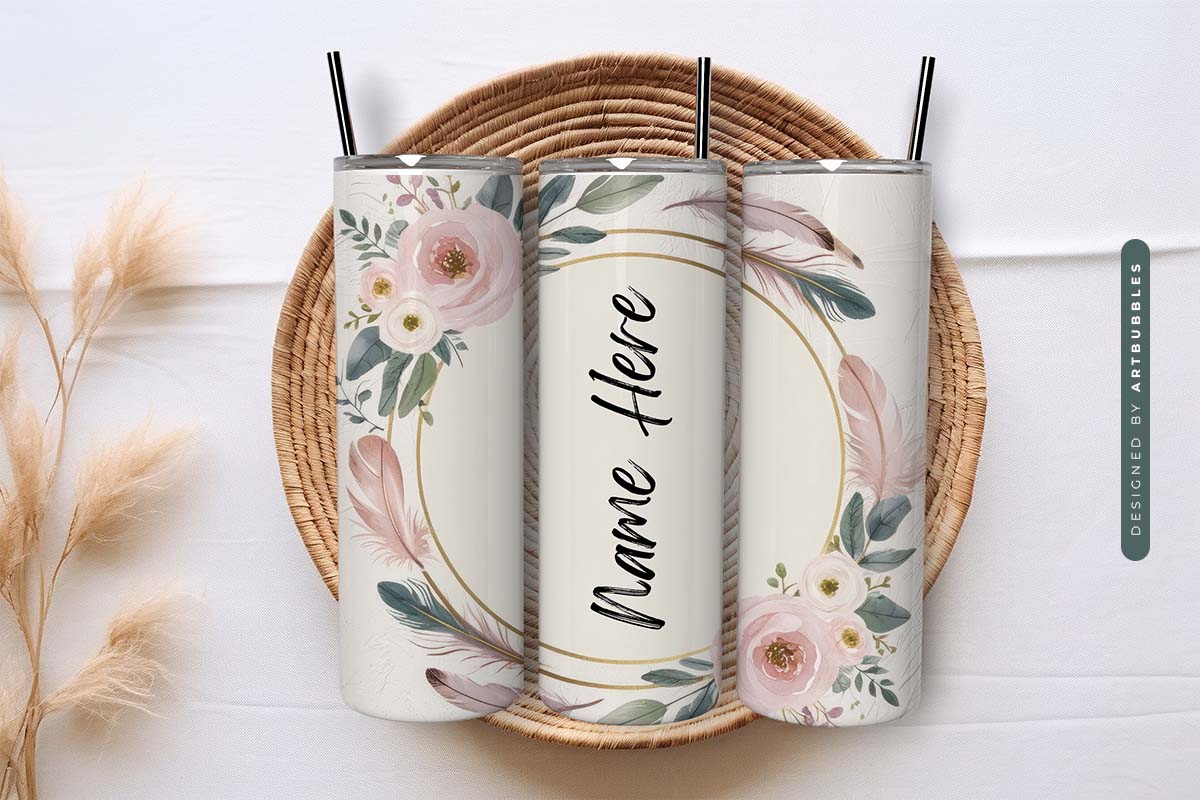 20oz Boho Floral Tumbler Sublimation Wrap