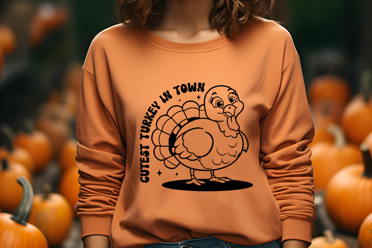Cutest Turkey in Town - SVG Thanksgiving Sweatshirt Mockup Image 2.jpg