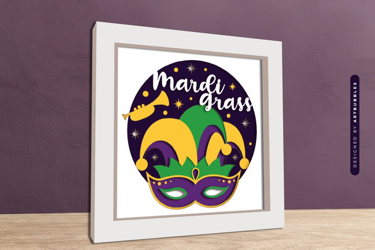 Mardi Gras Layered Shadow Box SVG