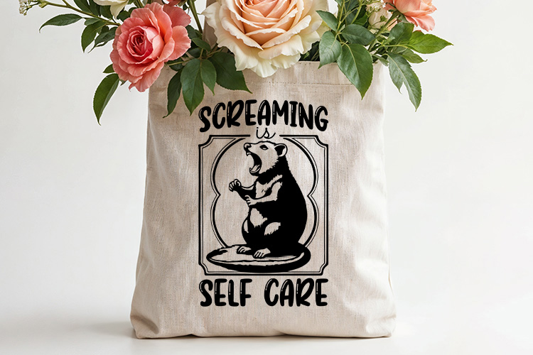 Screaming is Self Care - Sarcastic Opossum SVG File Tote Bag Mockup Image.jpg