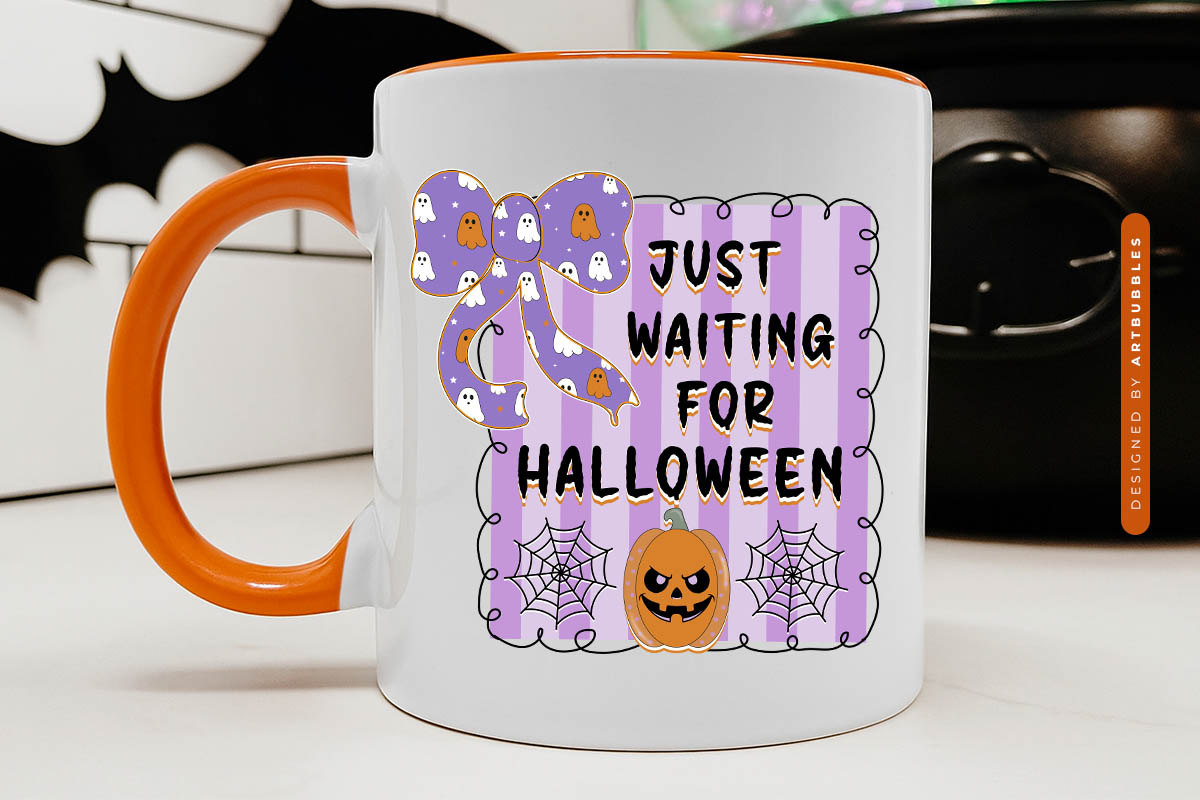 Coquette Just Waiting for Halloween Sublimation Mug Mockup Image.jpg