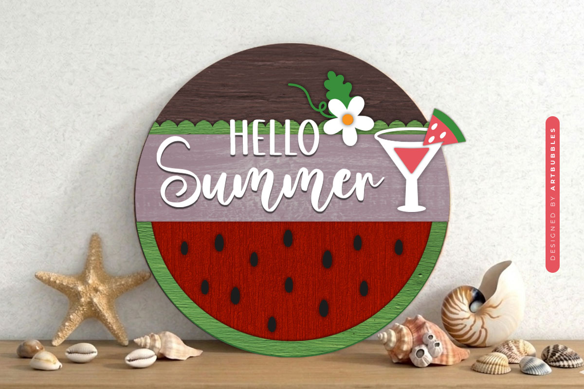 Layered Hello Summer Welcome Sign SVG Image.jpg