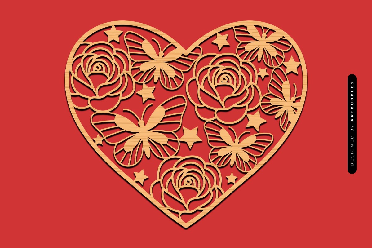 Laser Cut Valentine Heart with Rose Butterfly SVG Image 3.jpg