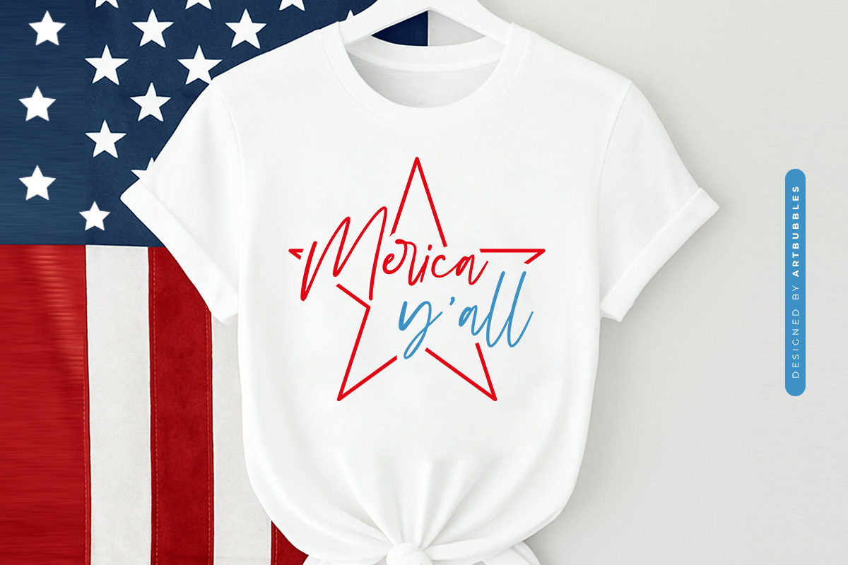 Merica Y'all - SVG Fourth of July Shirt Mockup Image.jpg