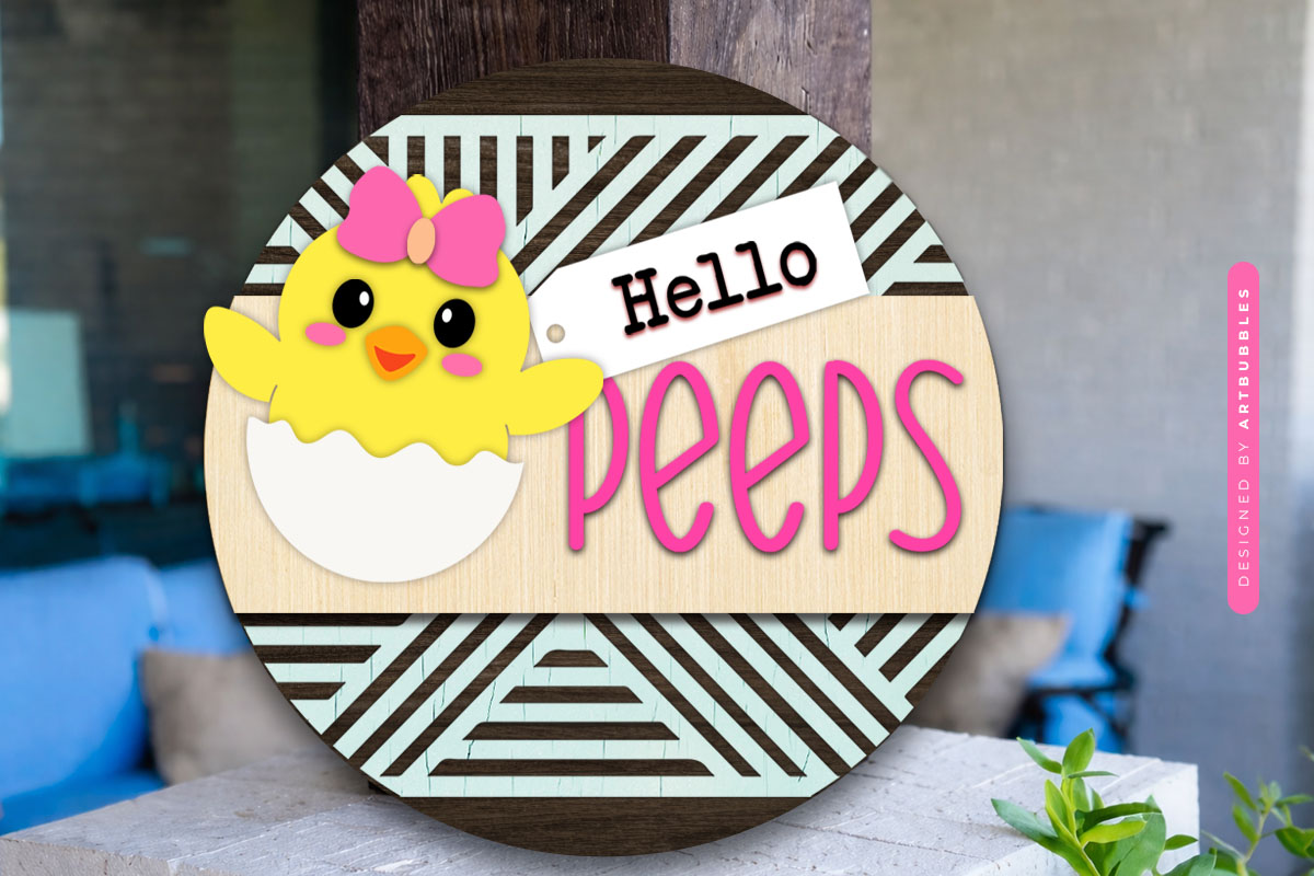 Easter Chick Round Door Hanger SVG PNG Image 2.jpg