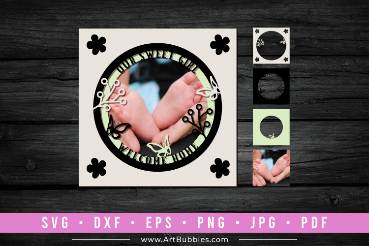 3D Layered Papercut Photo Frame Template