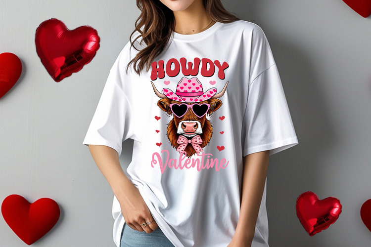 Coquette Howdy Valentine PNG Sublimation Tshirt Mockup Image.jpg