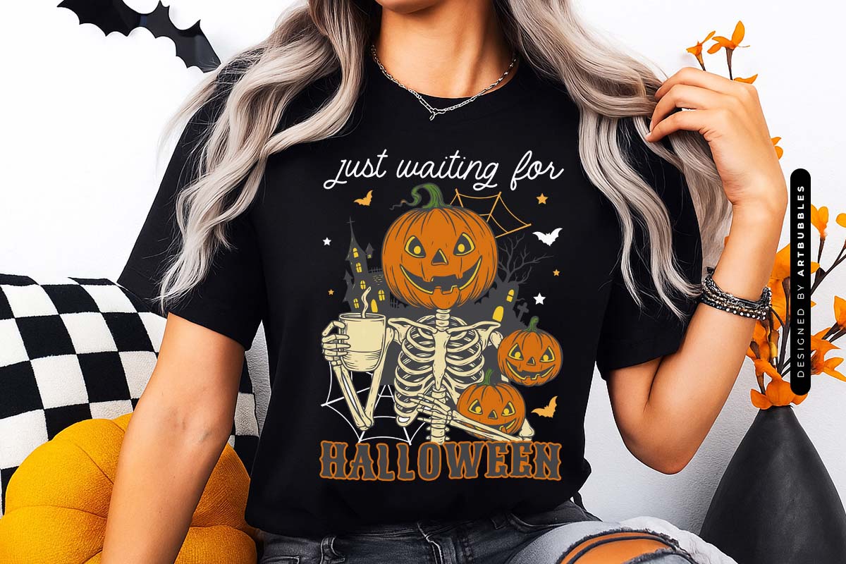 Just Waiting for Halloween Sublimation Design Tshirt Mockup Image.jpg
