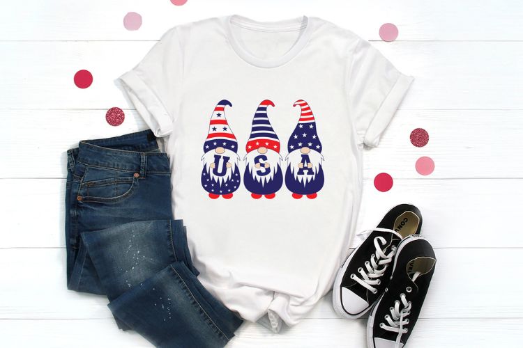 USA Gnome Fourth of July SVG Design Shirt Mockup Image.jpg