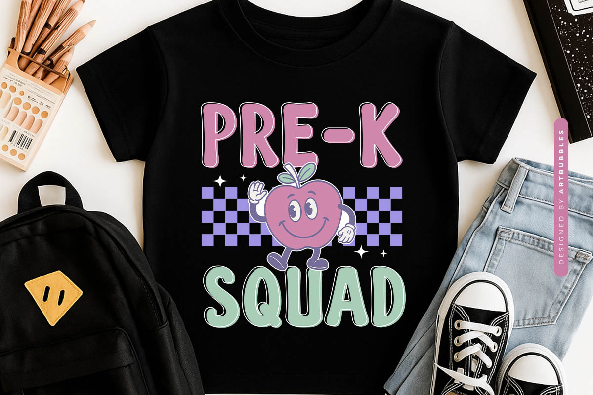 Pre-K Squad - Retro Back to School Sublimation Print Tshirt Mockup Image.jpg