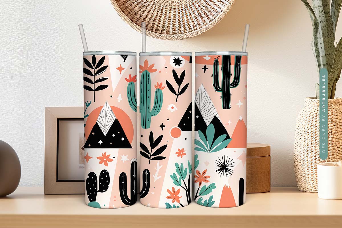 Boho Cactus 20oz Tumbler Wrap Sublimation Image 2.jpg